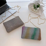 Rhinestones Chain Crossbody Bags Solid Shoulder Phone Pouch Lady Small