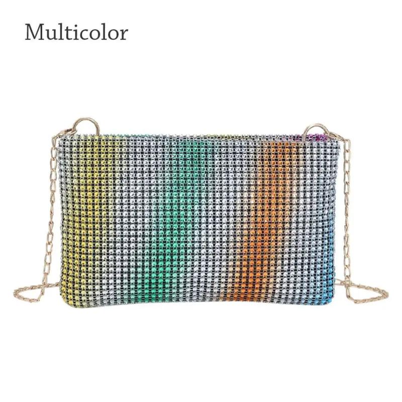 Rhinestones Chain Crossbody Bags Solid Shoulder Phone Pouch Lady Small