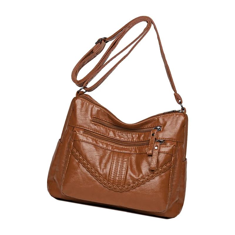 PU Leather Shoulder Bag Large Capacity Adjustable Travel Bag Lady