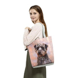 Schnauzer Dog Painting Handbags Casual Shopping Shopper Bags