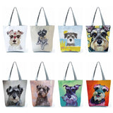 Schnauzer Dog Painting Handbags Casual Shopping Shopper Bags