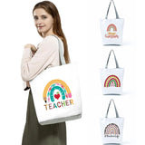 Rainbow Printed Shoulder Bags Teacher Handbags For Women Eco Reusable Totes Bag