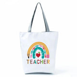 Rainbow Printed Shoulder Bags Teacher Handbags For Women Eco Reusable Totes Bag