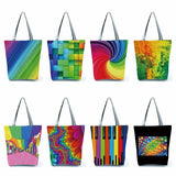 Rainbow Shoulder Bag Ladies Print Handbags Eco Reusable Shopping Bag