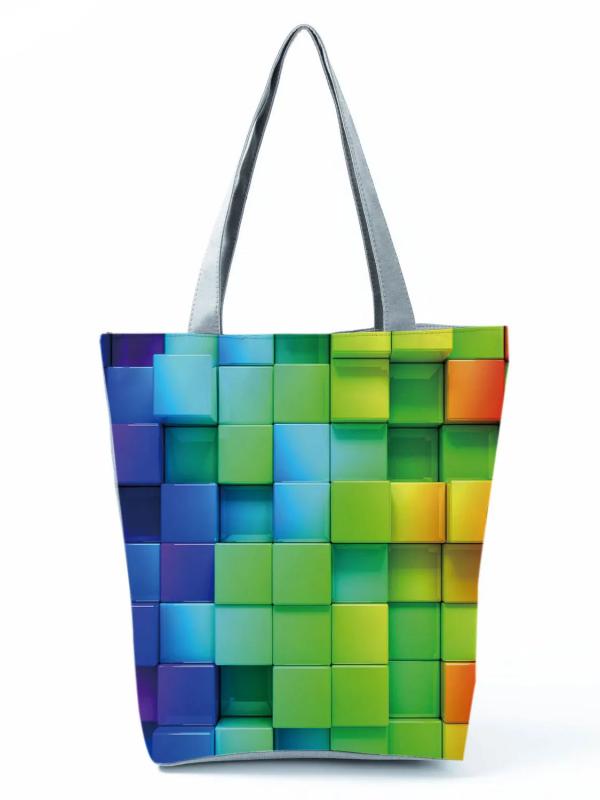 Rainbow Shoulder Bag Ladies Print Handbags Eco Reusable Shopping Bag
