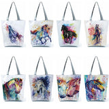Watercolor Horse Printed Casual Handbag for Women