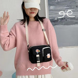 Women Canvas Crossbody Bags Small Shoulder Messenger Bag Students Flap Handbags
