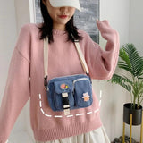 Women Canvas Crossbody Bags Small Shoulder Messenger Bag Students Flap Handbags