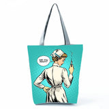 Nurse Eco Shopper Handbag Polyester Tote Bag Casual Travel Shoulder Bag