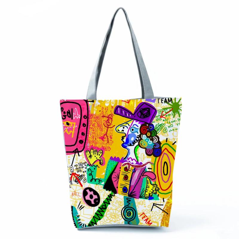Abstract Figures Print Handbags Shoulder Bag High Capacity Beach Bag