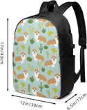 Corgi Cactus Dogs Backpack 17 Inch Laptop with USB Port