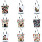 Floral Pet Dog Cat Print Tote Bag for Women