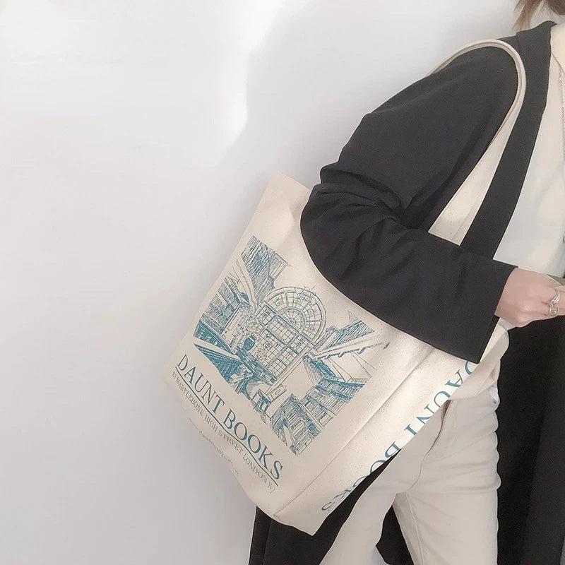 Canvas Shoulder Bag London Daunt Books Daily Shopping Bags Students