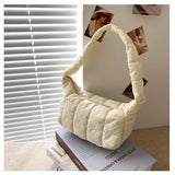 Women's Oxford Cloth Shoulder Bag with Embroidery Thread Underarm