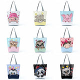 Animal Print Shopper Bag Large Capacity Travel Shoulder Handbag