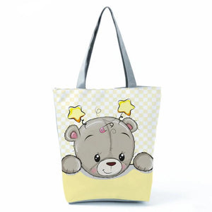Animal Print Shopper Bag Large Capacity Travel Shoulder Handbag