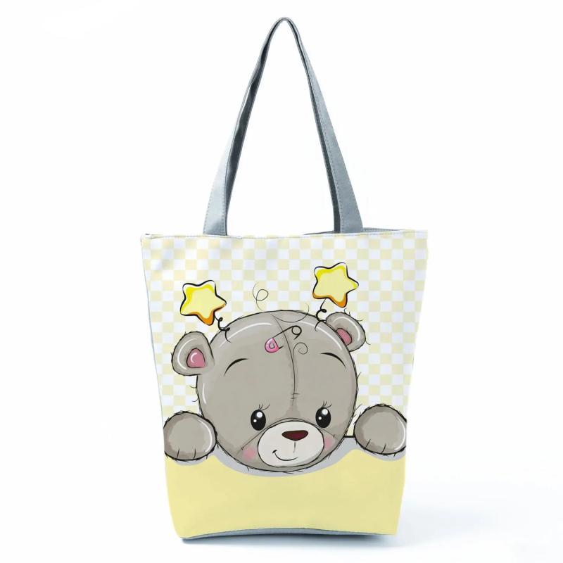 Animal Print Shopper Bag Large Capacity Travel Shoulder Handbag