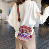 Vintage Tassel Handwoven Crossbody Bag Lady Hippie Sling Shoulder Bags