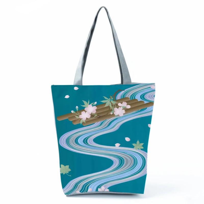 Japanese Style Floral Print Shoulder Bag for Women