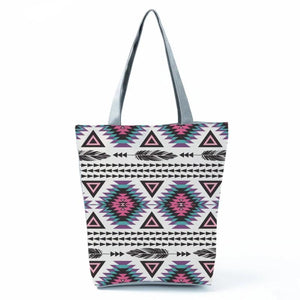 Geometric Striped Printed Shopping Bags For Women