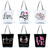 Heart Print Lady Tote Bag Eco-Friendly Foldable Women Shoulder Bag