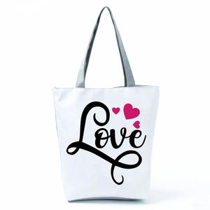 Heart Print Lady Tote Bag Eco-Friendly Foldable Women Shoulder Bag
