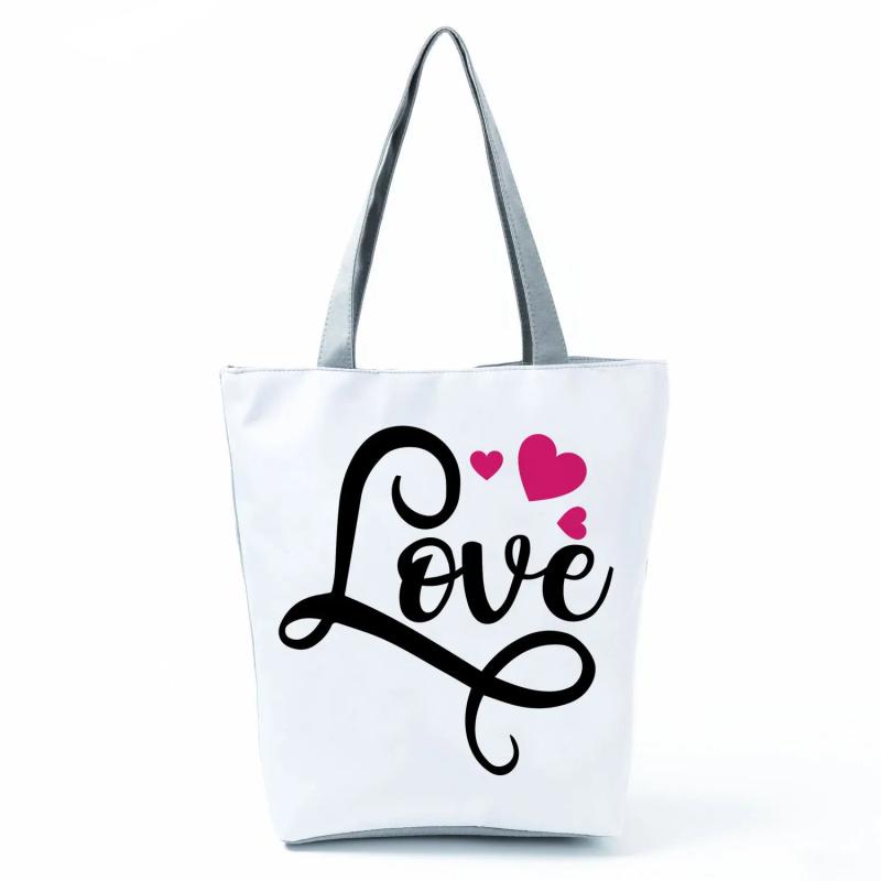 Heart Print Lady Tote Bag Eco-Friendly Foldable Women Shoulder Bag