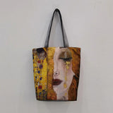 Oil Painting Tears Cloth Tote For Women Gustav Klimt Handbag