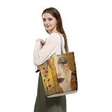 Oil Painting Tears Cloth Tote For Women Gustav Klimt Handbag