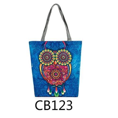 Owl Print Casual Tote Shoulder Bag High Capacity Women's Handbag