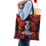 Skeleton Horror Women Shoulder Bag Harajuku Cotton Tote