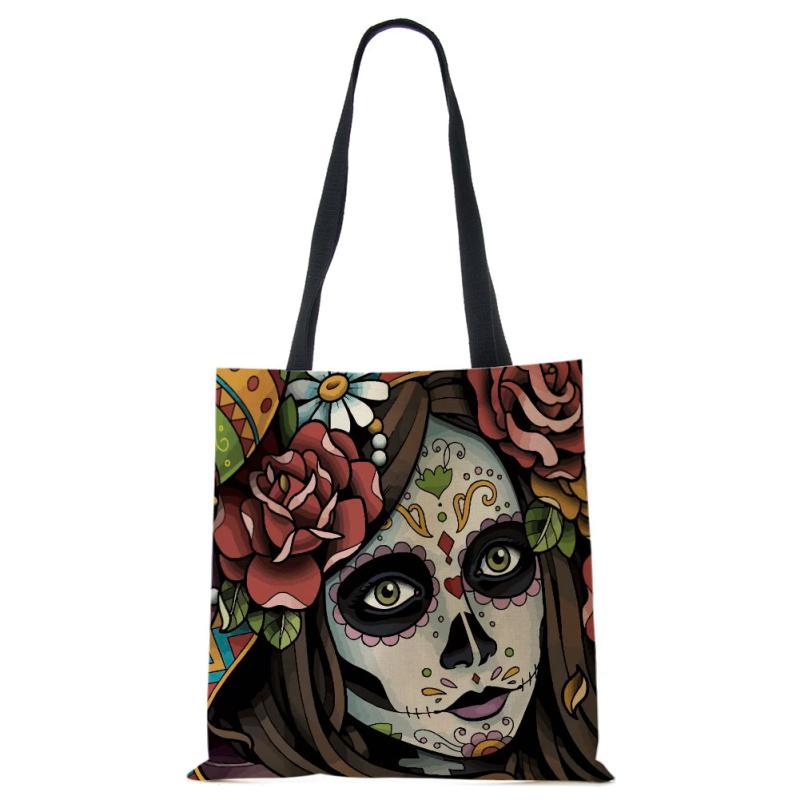 Skeleton Horror Women Shoulder Bag Harajuku Cotton Tote