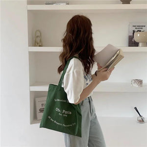 Female Canvas Shoulder Bag Eco Cotton Linen Shopper Bags Handbag Tote