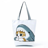 Shark Cat Handbags Portable High Capacity Shopper Eco Reusable Shopping Bag