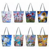 Tulip Floral Print Handbags Casual Women Shopping Tote Bags