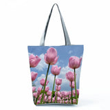 Tulip Floral Print Handbags Casual Women Shopping Tote Bags