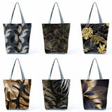 Golden Leaf Printed Handbag Lady Tote Bag Classic Women Shoulder Bag
