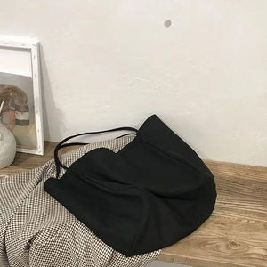 Women Tote Bag Large Capacity Canvas Shoulder Bag Solid Underarm Bag