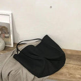 Women Tote Bag Large Capacity Canvas Shoulder Bag Solid Underarm Bag