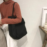 Women Tote Bag Large Capacity Canvas Shoulder Bag Solid Underarm Bag