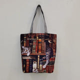 Animal Cat Printing Handbags Lady High Capacity Chinese Shopping Bag
