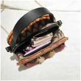 Women Straw Bags Tassel Rattan Woven Beach Shoulder Bags