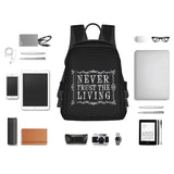Never Trust The Living Travel Bag Lightweight Student Backpack