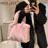 Soft Plush Fur Handbag Mini Top-handle Bag Portable Travel Phone Bags