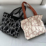 Japanese Style Handbag for Women Shopper Tote Bag with Cartoon Cats