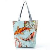 Vintage Shoulder Shopping Bag Tote Handbags Harajuku Koi Fish Print