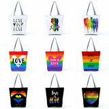 Love is Love Rainbow Graphic Pride Shoulder Bag Tote Colorful Reusable