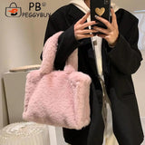 Casual All-match Women Autumn Winter Soft Plush Fur Handbag