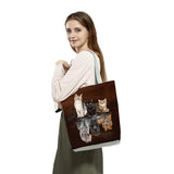 Cats Printed Shoulder Shopping Bags Casual Ladies Large Capacity Shopper Totes