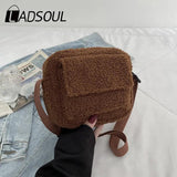 Lambs Wool Fluffy Fur Winter Female Shoulder Bag
